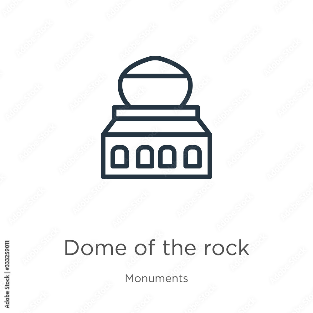 Poster dome of the rock icon. thin linear dome of the rock outline icon isolated on white background from m