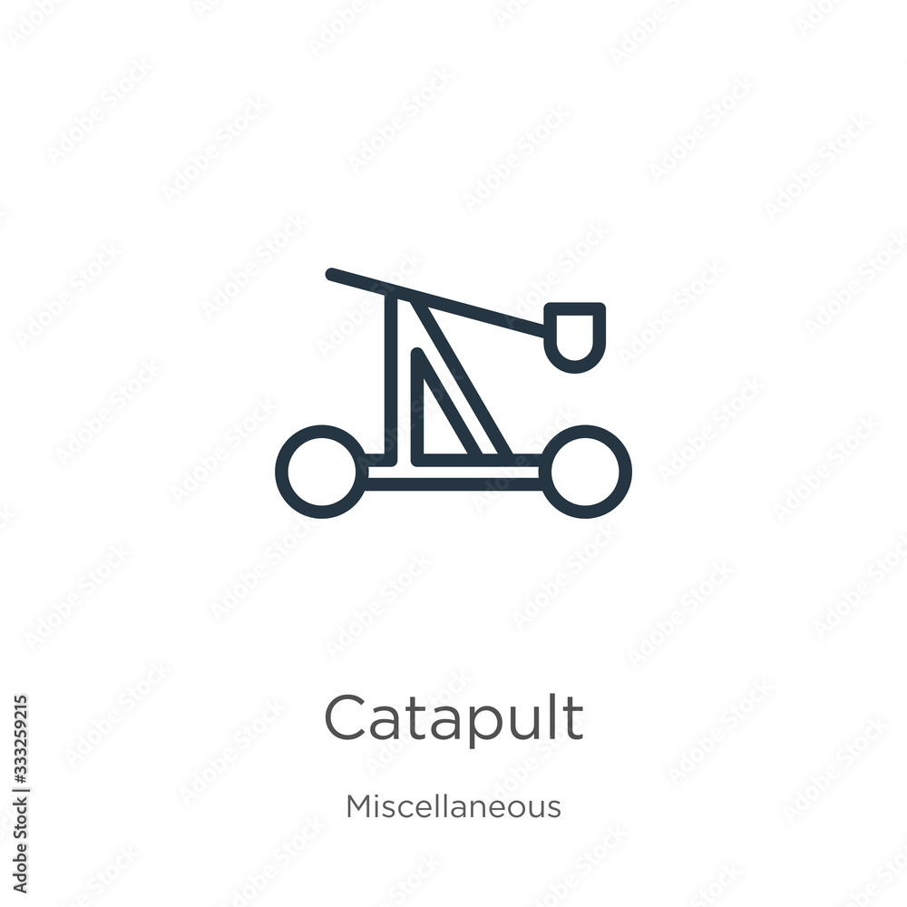 Poster catapult icon. thin linear catapult outline icon isolated on white background from miscellaneous col