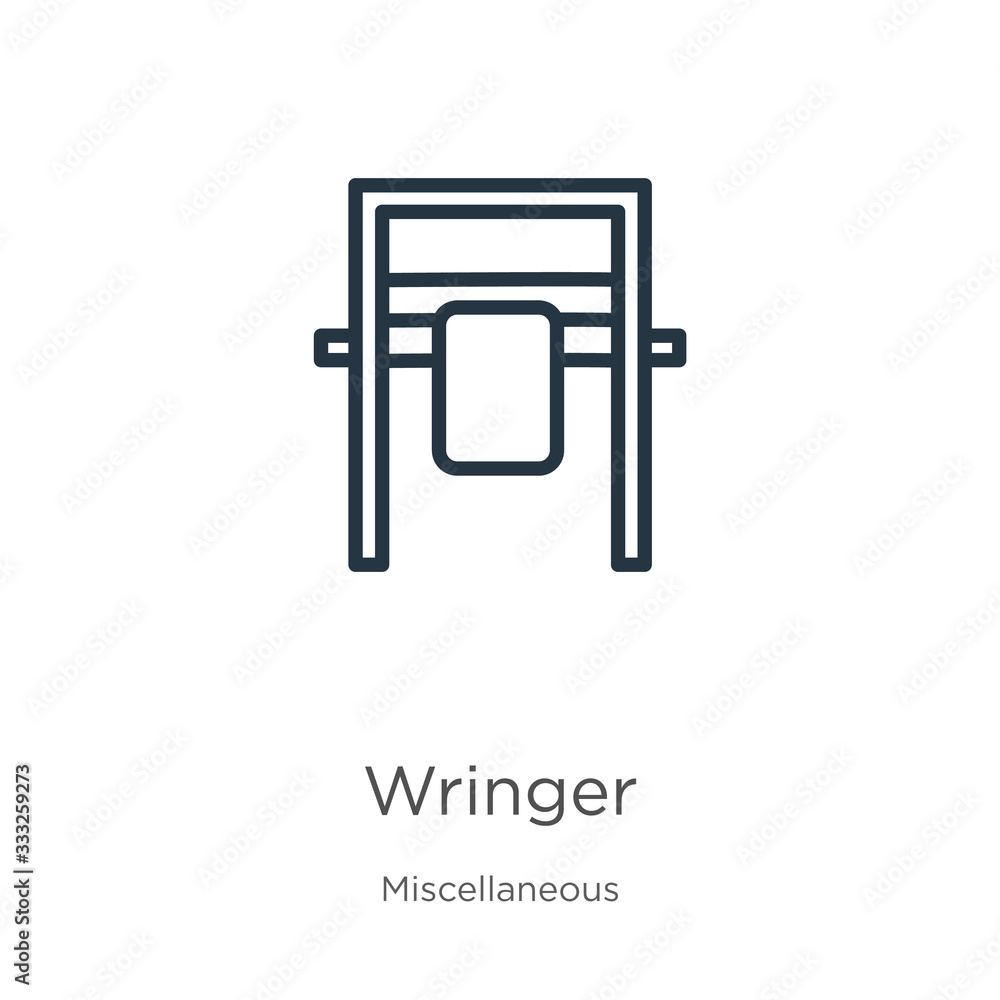 Poster wringer icon. thin linear wringer outline icon isolated on white background from miscellaneous colle