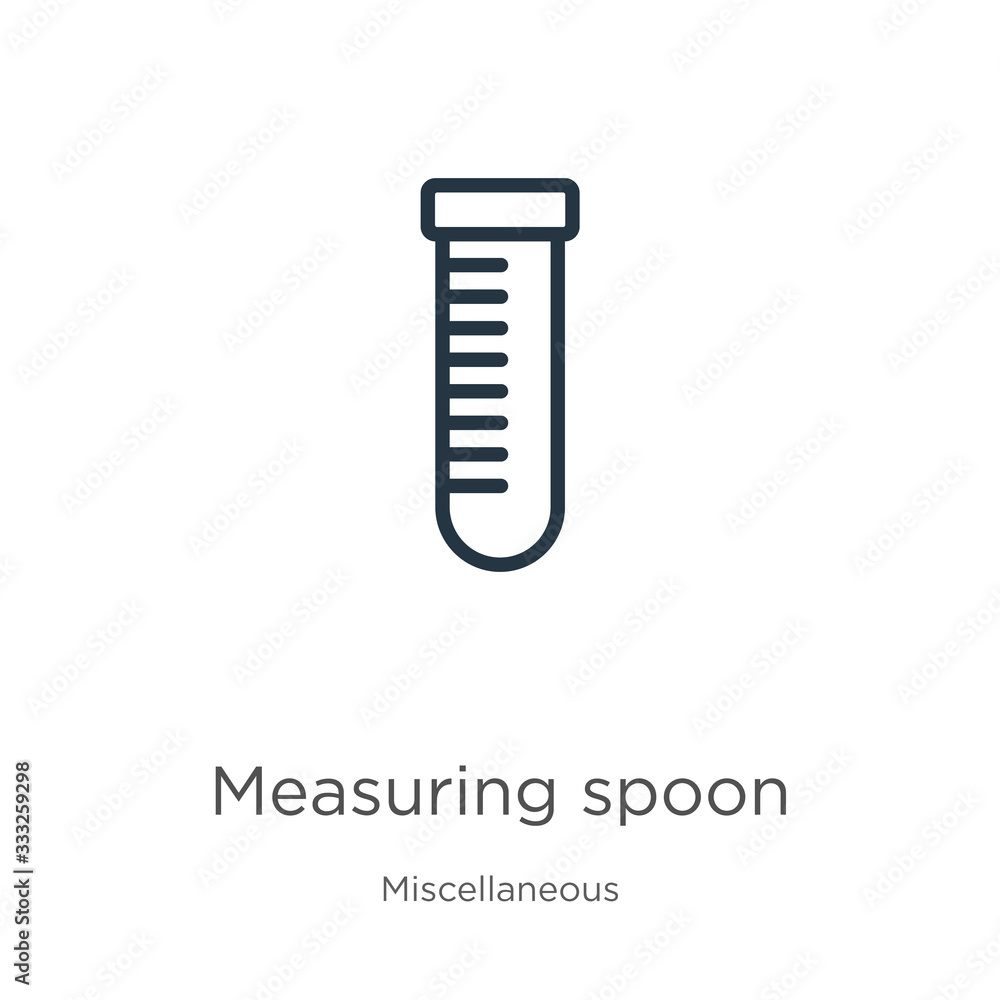 Poster measuring spoon icon. thin linear measuring spoon outline icon isolated on white background from mis