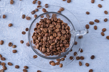 hole coffee beans in a cup