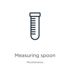 Measuring spoon icon. Thin linear measuring spoon outline icon isolated on white background from miscellaneous collection. Line vector sign, symbol for web and mobile