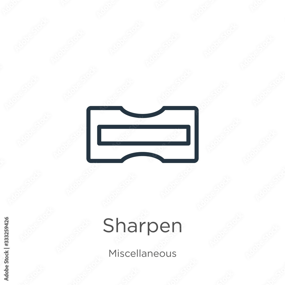 Poster sharpen icon. thin linear sharpen outline icon isolated on white background from miscellaneous colle