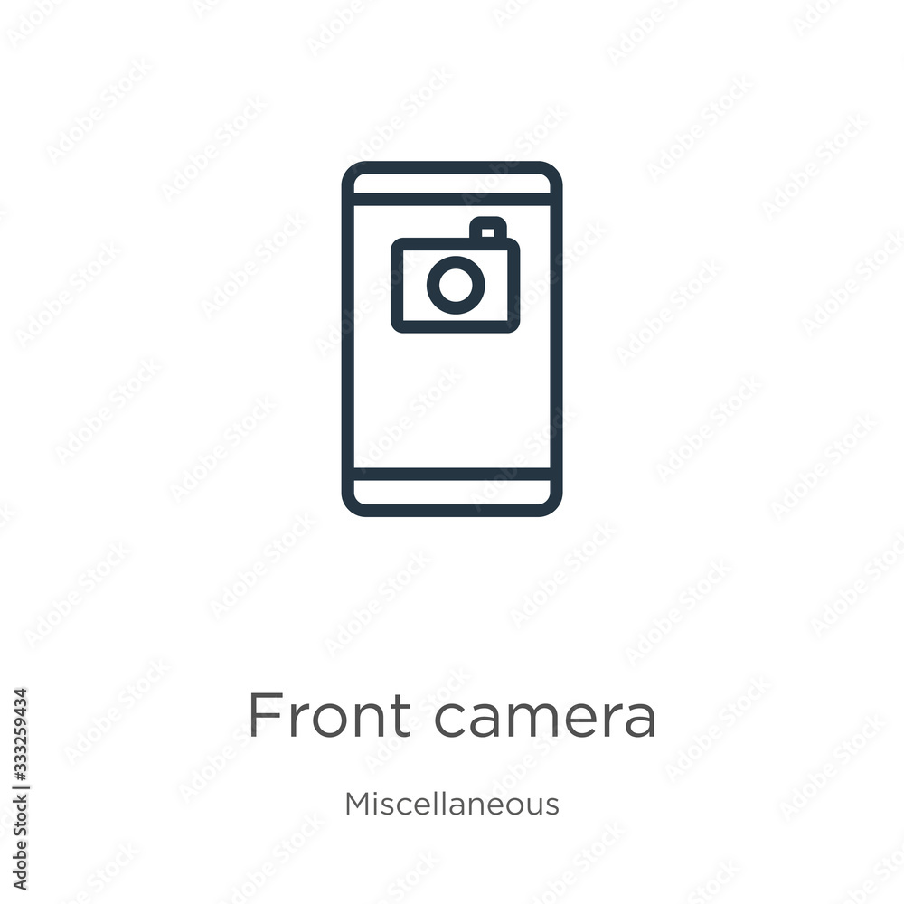 Aufkleber front camera icon. thin linear front camera outline icon isolated on white background from miscellan