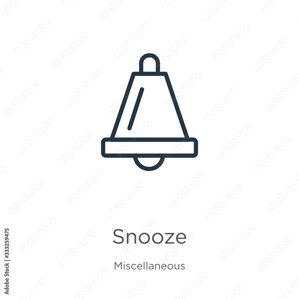 Poster snooze icon. thin linear snooze outline icon isolated on white background from miscellaneous collect