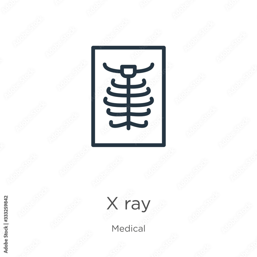 Poster x ray icon. thin linear x ray outline icon isolated on white background from medical collection. lin