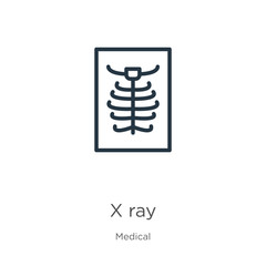 X ray icon. Thin linear x ray outline icon isolated on white background from medical collection. Line vector sign, symbol for web and mobile
