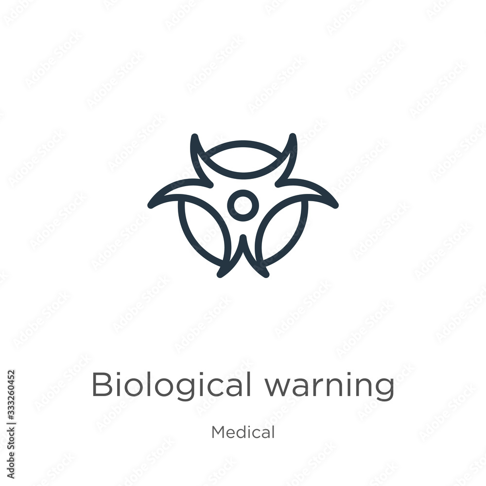 Poster biological warning icon. thin linear biological warning outline icon isolated on white background fr