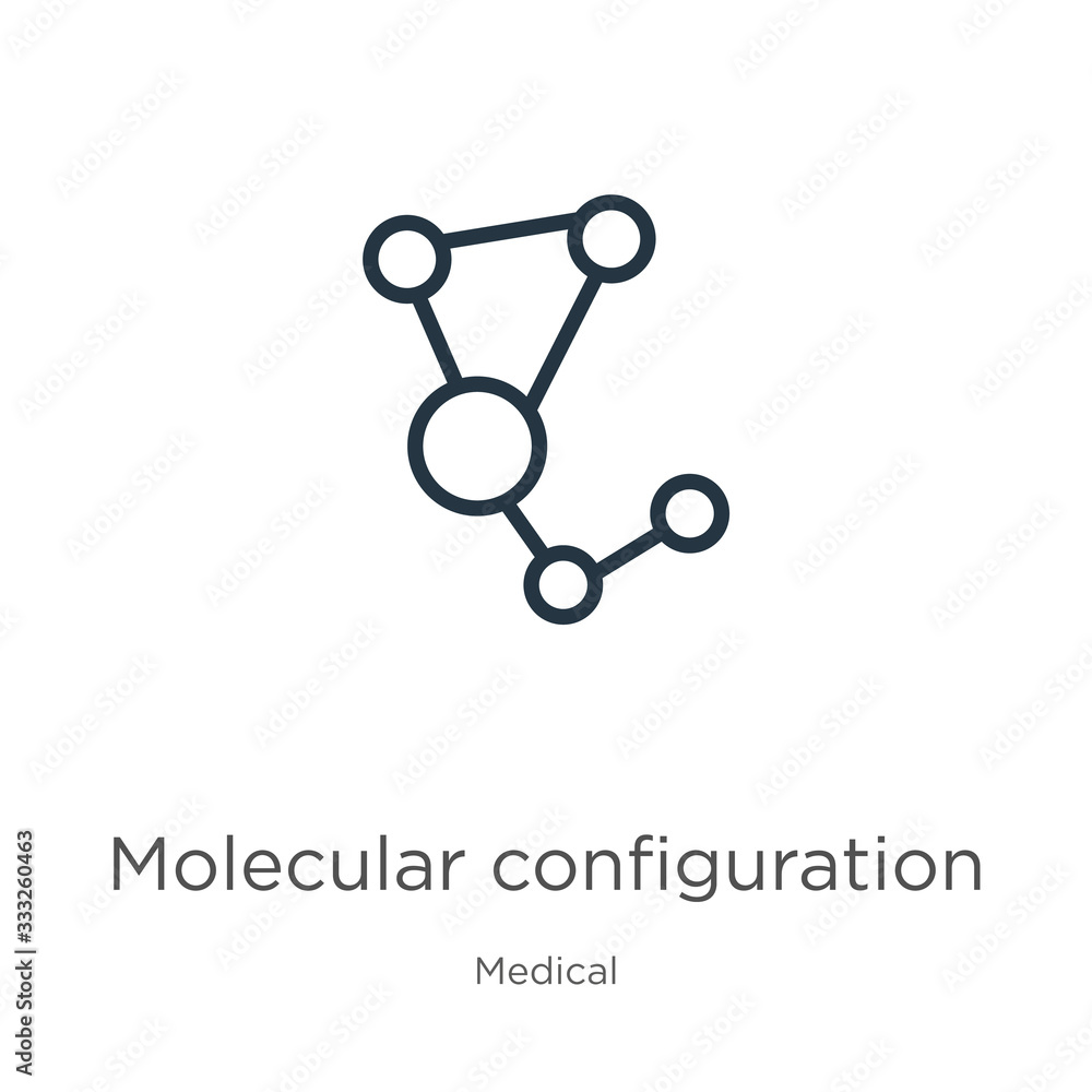 Aufkleber molecular configuration icon. thin linear molecular configuration outline icon isolated on white bac