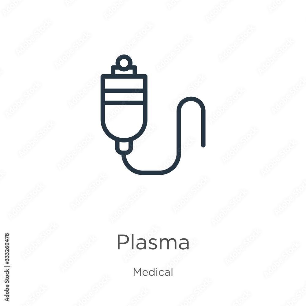 Poster plasma icon. thin linear plasma outline icon isolated on white background from medical collection. l