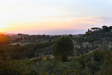 Fototapeta na wymiar Summer Sunset in Tuscany