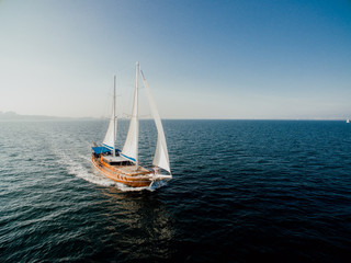 Fototapeta premium Aerial View of the Palinuro Sailing Ship at Sea