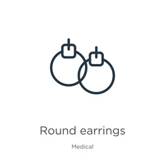 Round earrings icon. Thin linear round earrings outline icon isolated on white background from medical collection. Line vector sign, symbol for web and mobile