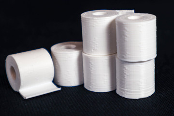 toilet paper pile 3d printed product shot