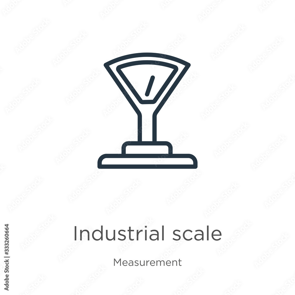 Poster industrial scale icon. thin linear industrial scale outline icon isolated on white background from m