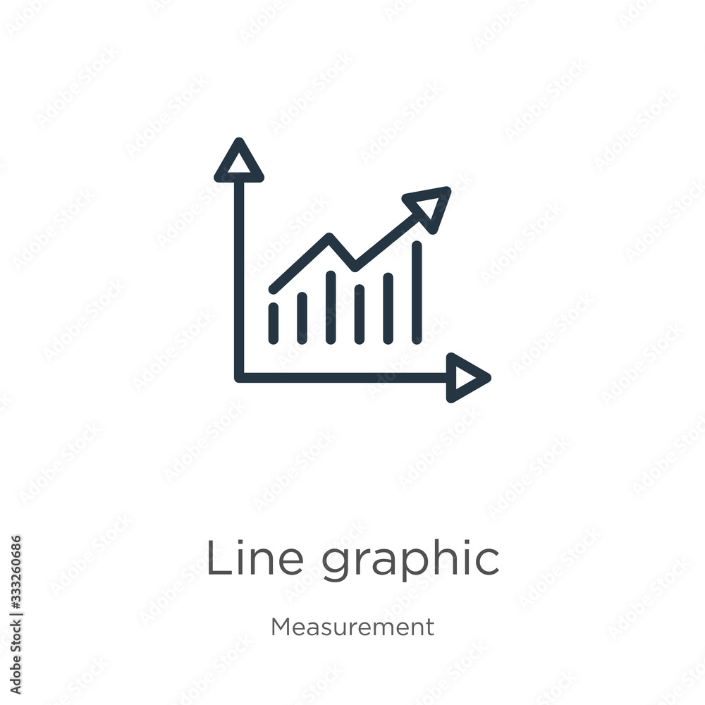 Poster line graphic icon. thin linear line graphic outline icon isolated on white background from measureme