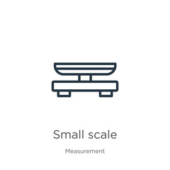Small scale icon. Thin linear small scale outline icon isolated on white background from measurement collection. Line vector sign, symbol for web and mobile