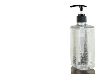Obraz premium Alcohol gel bottle on isolated white background