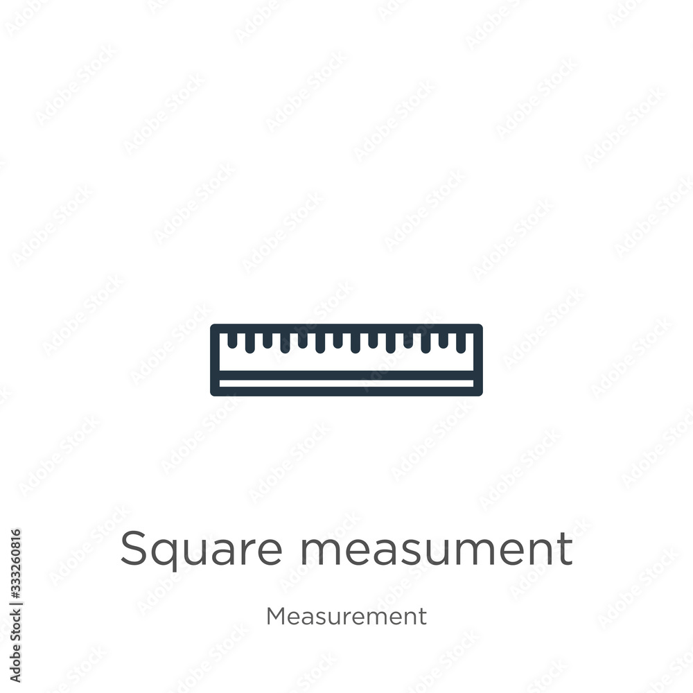Poster square measument icon. thin linear square measument outline icon isolated on white background from m