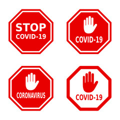 zestaw znaków stop coronavirus - obrazy, fototapety, plakaty