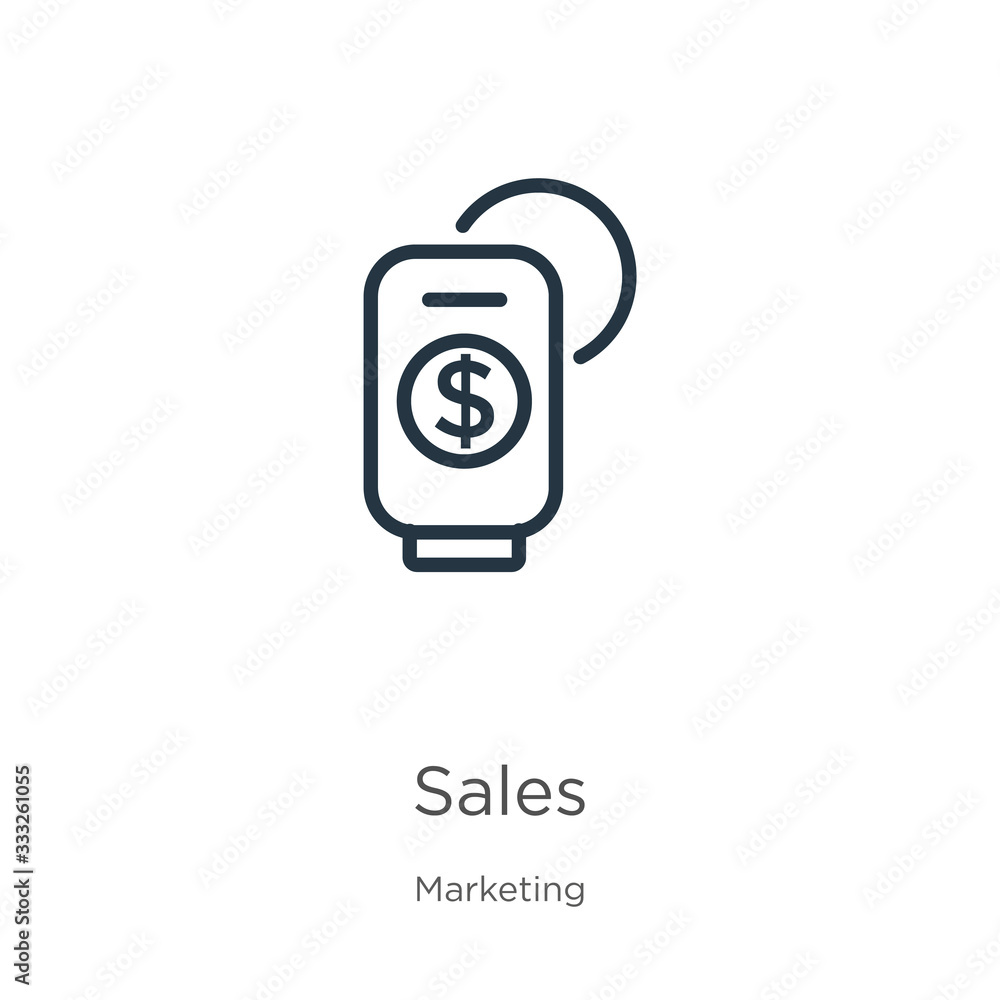 Poster sales icon. thin linear sales outline icon isolated on white background from marketing collection. l