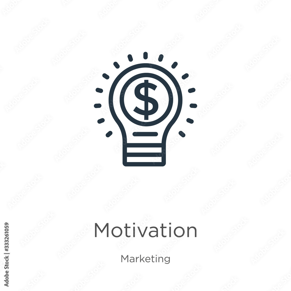 Poster motivation icon. thin linear motivation outline icon isolated on white background from marketing col