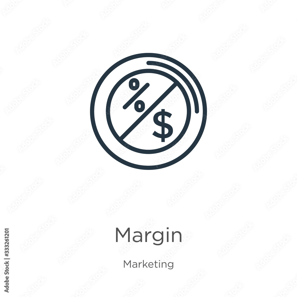 Poster margin icon. thin linear margin outline icon isolated on white background from marketing collection.
