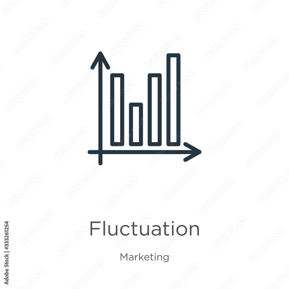 Poster fluctuation icon. thin linear fluctuation outline icon isolated on white background from marketing c