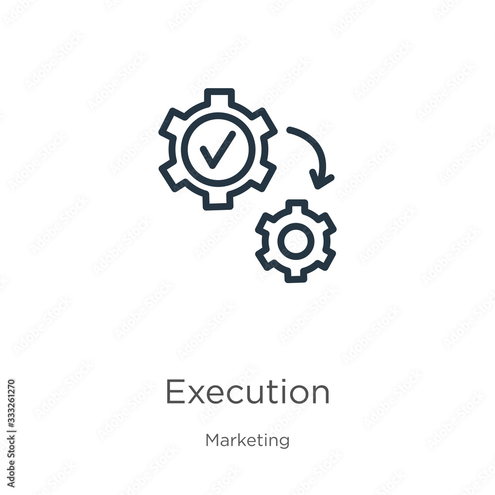 Poster execution icon. thin linear execution outline icon isolated on white background from marketing colle
