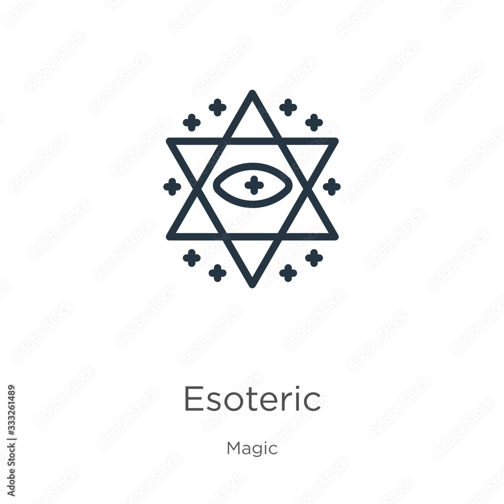 Poster esoteric icon. thin linear esoteric outline icon isolated on white background from magic collection.