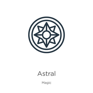 Astral icon. Thin linear astral outline icon isolated on white background from magic collection. Line vector sign, symbol for web and mobile
