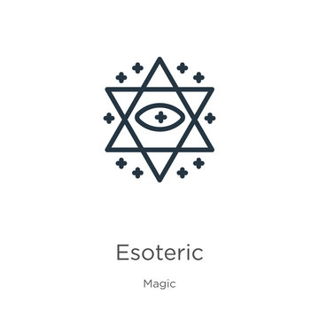 Esoteric icon. Thin linear esoteric outline icon isolated on white background from magic collection. Line vector sign, symbol for web and mobile