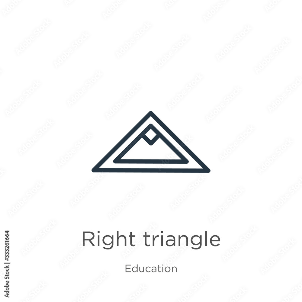 Poster right triangle icon. thin linear right triangle outline icon isolated on white background from educa