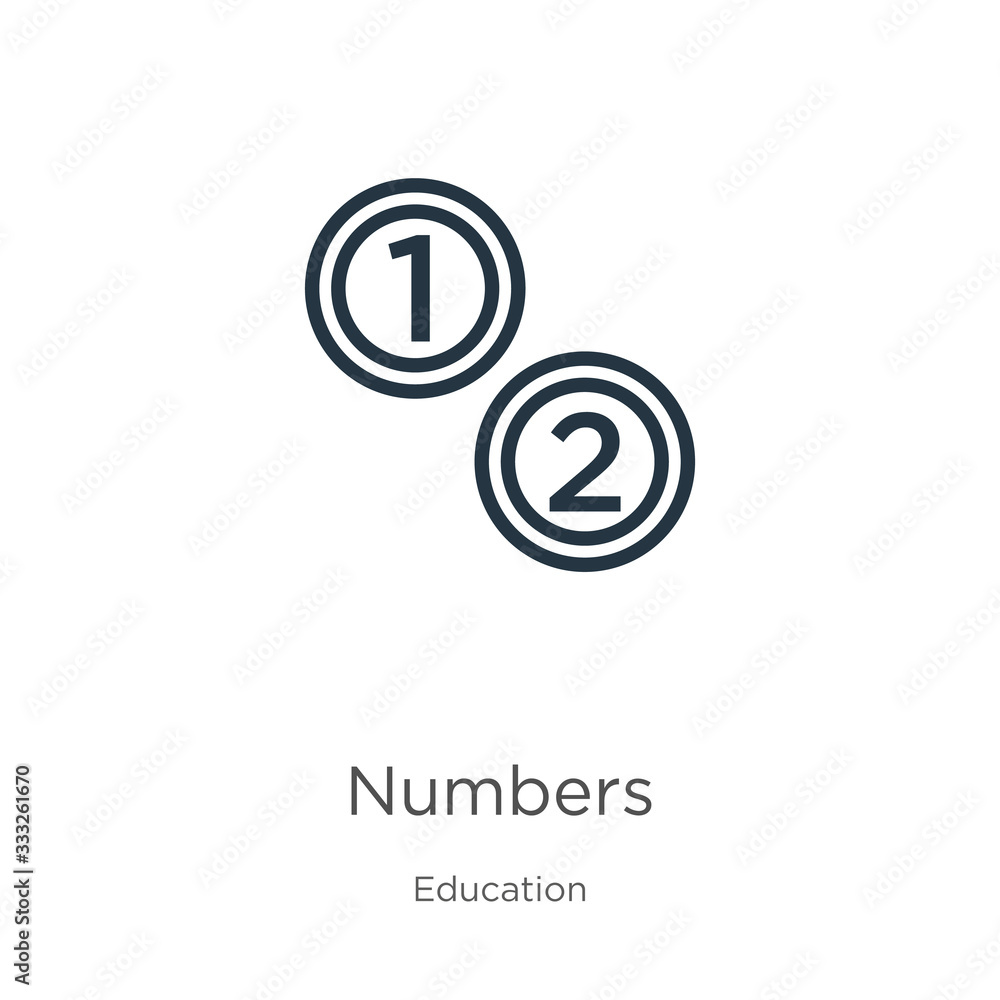 Poster numbers icon. thin linear numbers outline icon isolated on white background from education collectio
