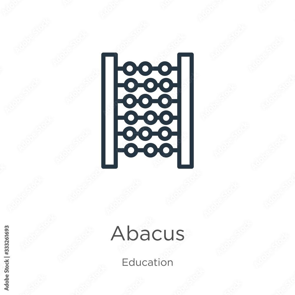 Poster abacus icon. thin linear abacus outline icon isolated on white background from education collection.