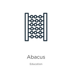 Abacus icon. Thin linear abacus outline icon isolated on white background from education collection. Line vector sign, symbol for web and mobile