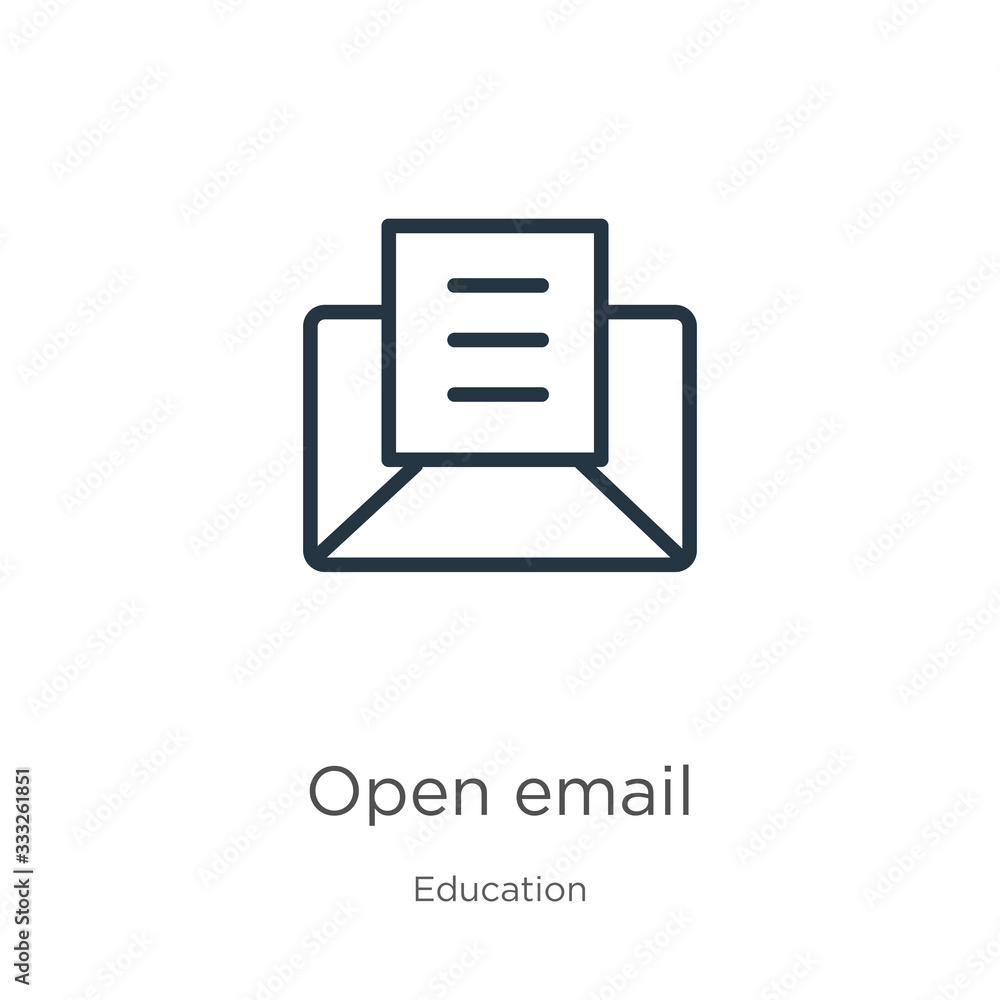 Aufkleber open email icon. thin linear open email outline icon isolated on white background from education col