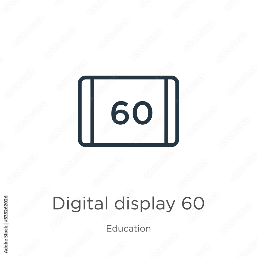 Poster digital display 60 icon. thin linear digital display 60 outline icon isolated on white background fr