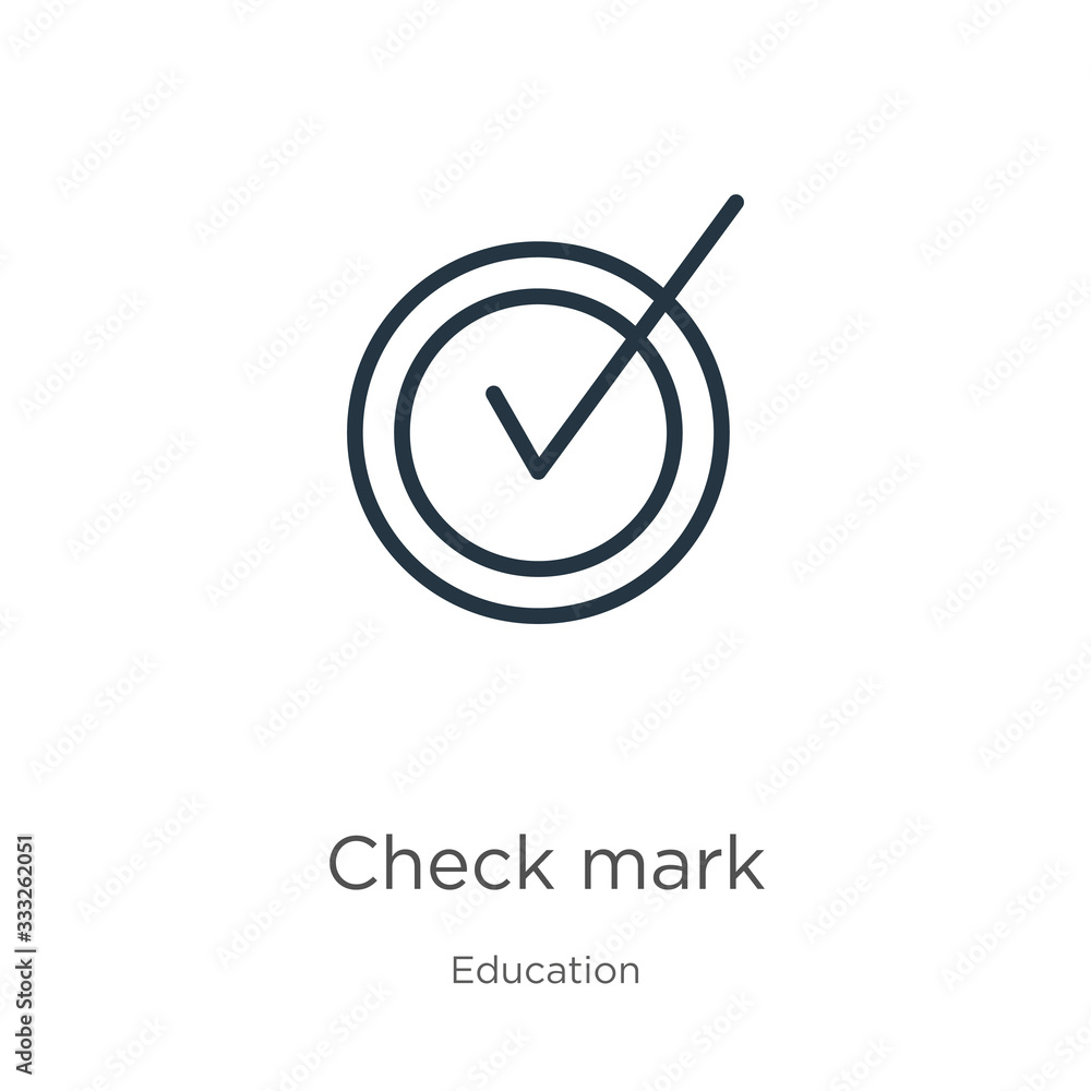 Aufkleber check mark icon. thin linear check mark outline icon isolated on white background from education col