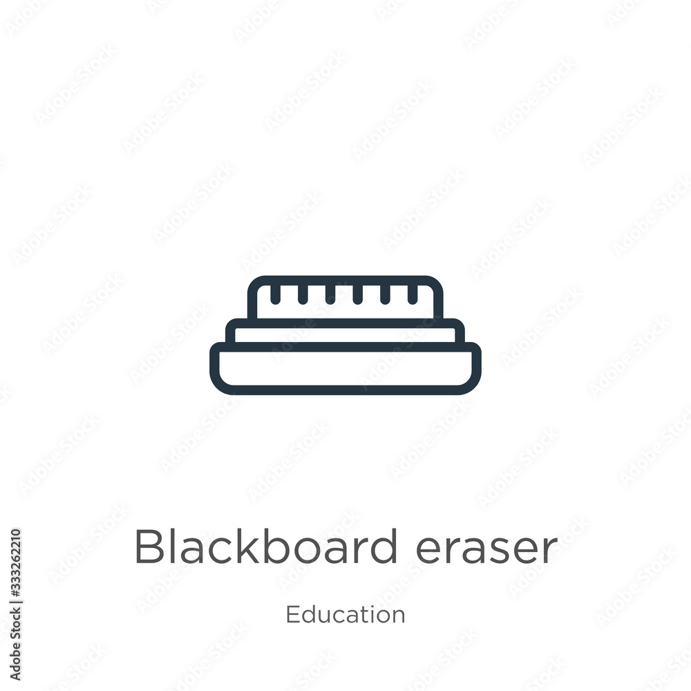 Poster blackboard eraser icon. thin linear blackboard eraser outline icon isolated on white background from