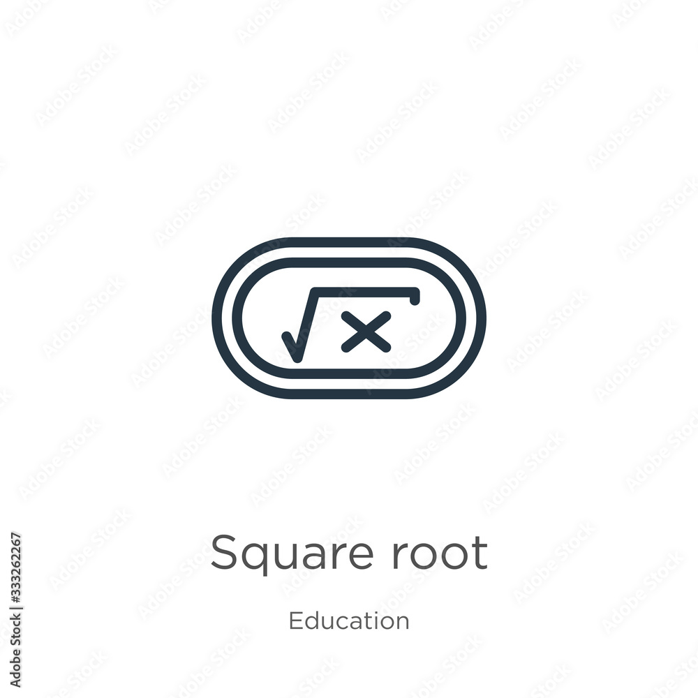 Aufkleber square root icon. thin linear square root outline icon isolated on white background from education c