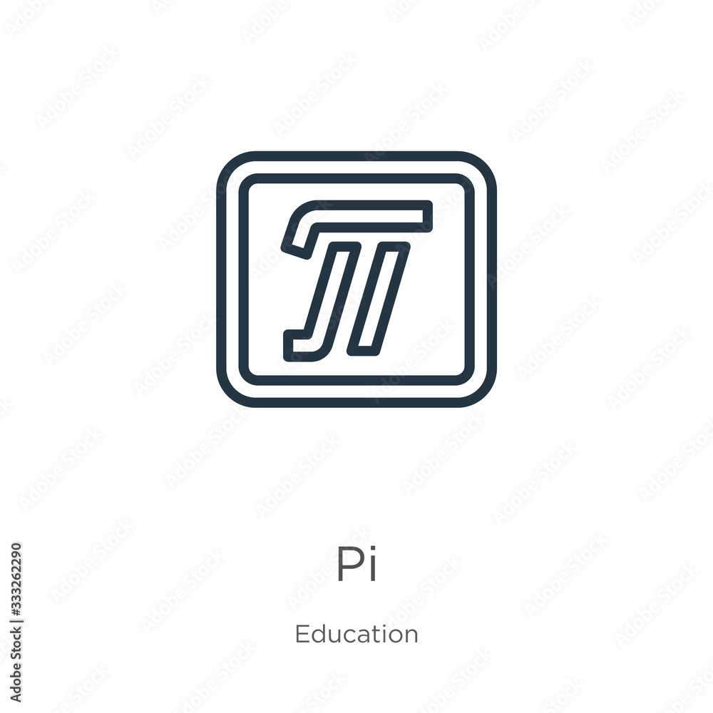 Poster pi icon. thin linear pi outline icon isolated on white background from education collection. line ve