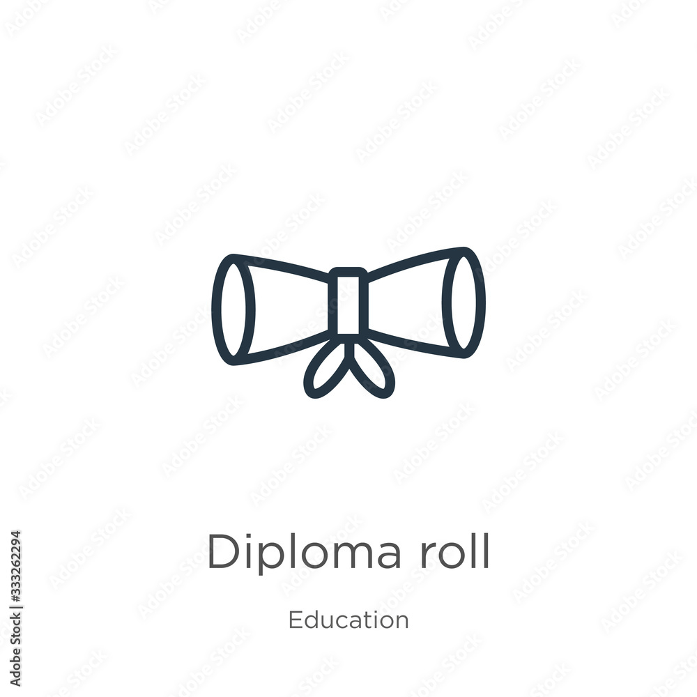 Poster diploma roll icon. thin linear diploma roll outline icon isolated on white background from education