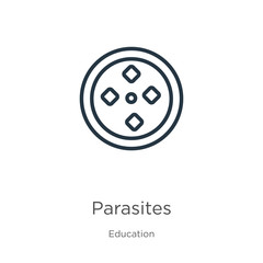 Parasites icon. Thin linear parasites outline icon isolated on white background from education collection. Line vector sign, symbol for web and mobile