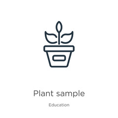 Plant sample icon. Thin linear plant sample outline icon isolated on white background from education collection. Line vector sign, symbol for web and mobile