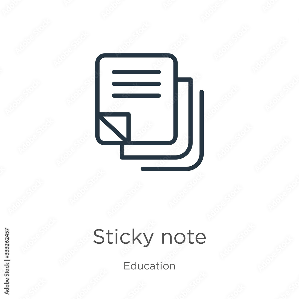 Poster sticky note icon. thin linear sticky note outline icon isolated on white background from education c