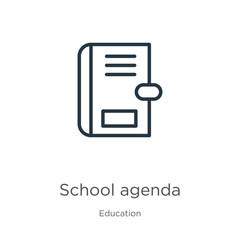 School agenda icon. Thin linear school agenda outline icon isolated on white background from education collection. Line vector sign, symbol for web and mobile