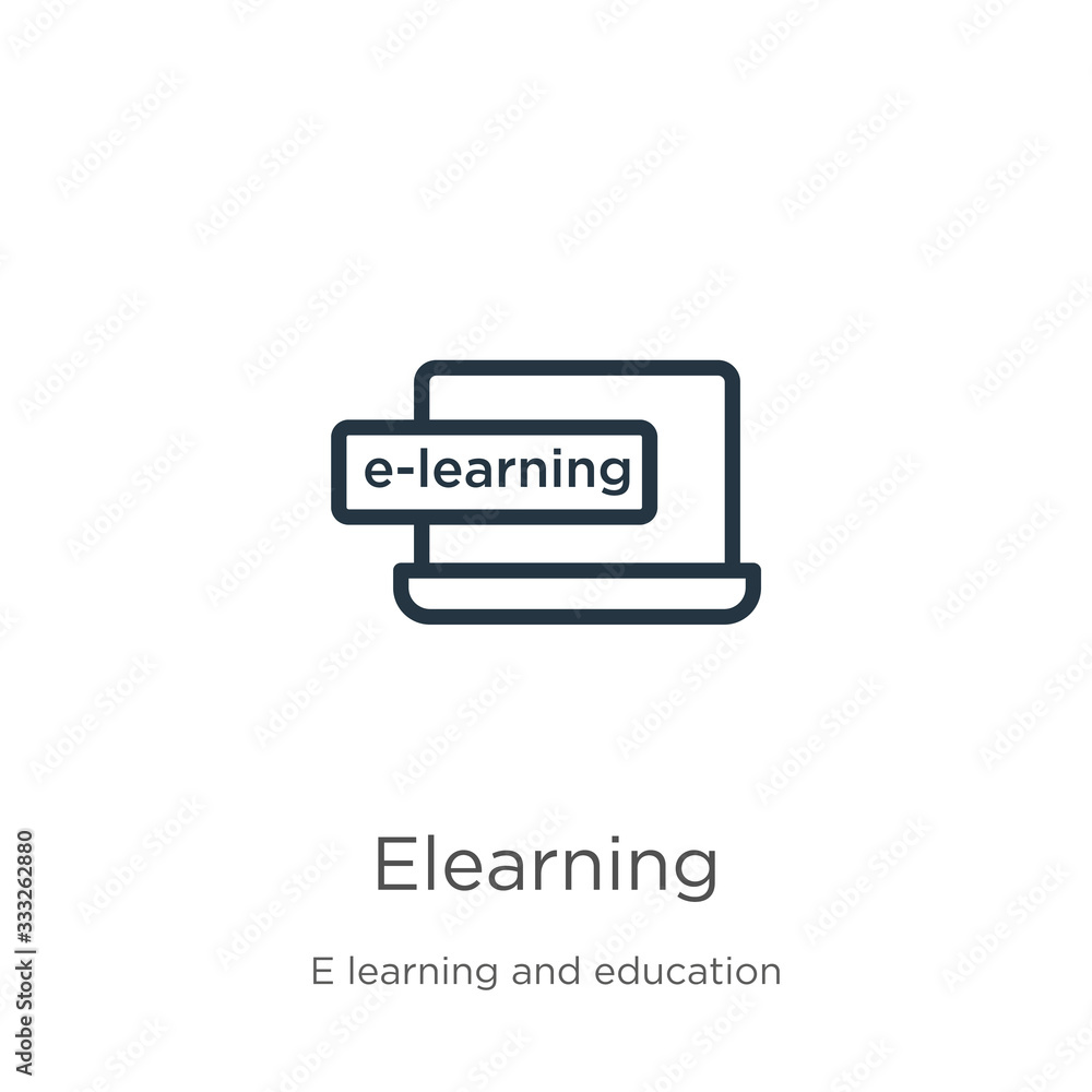 Poster elearning icon. thin linear elearning outline icon isolated on white background from e learning coll
