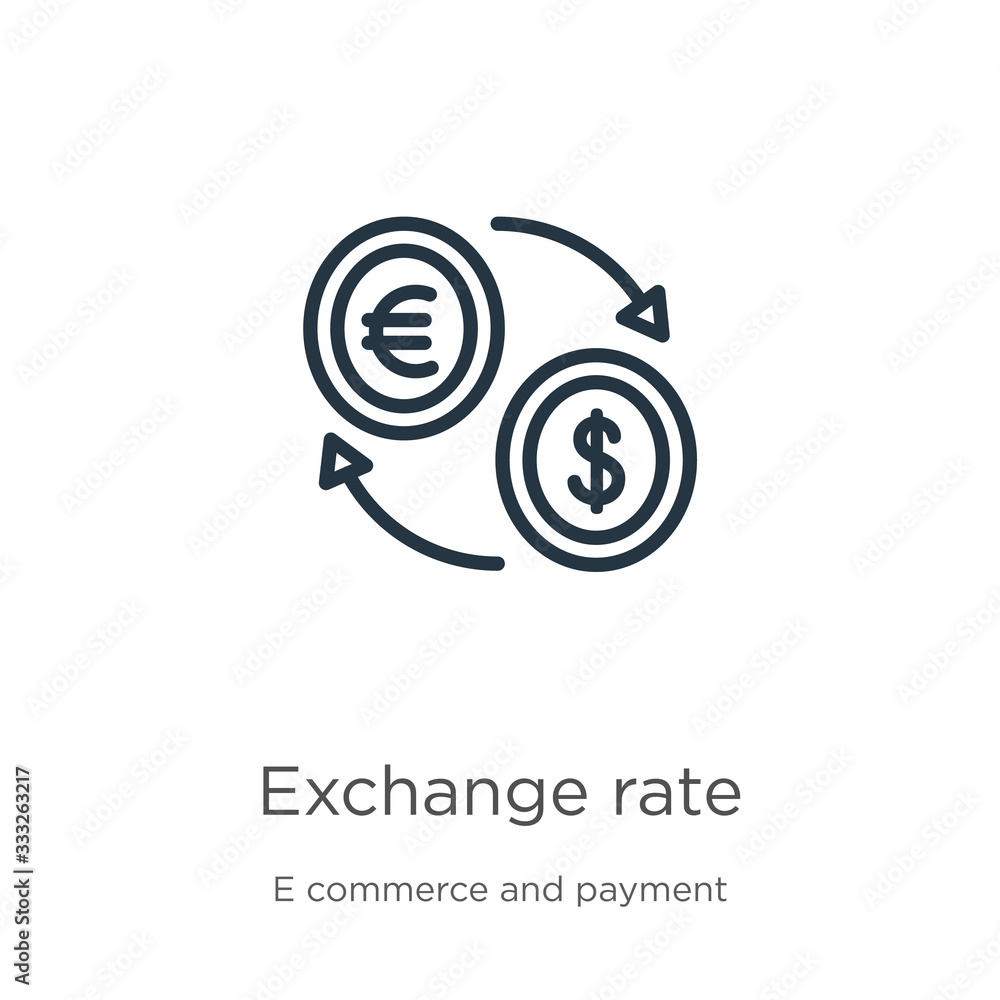 Poster exchange rate icon. thin linear exchange rate outline icon isolated on white background from e comme