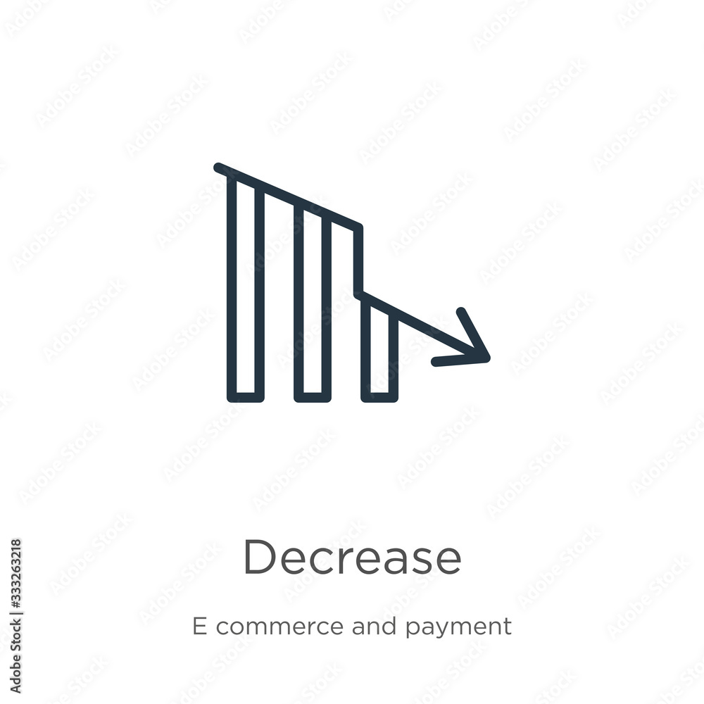 Aufkleber decrease icon. thin linear decrease outline icon isolated on white background from e commerce and pa